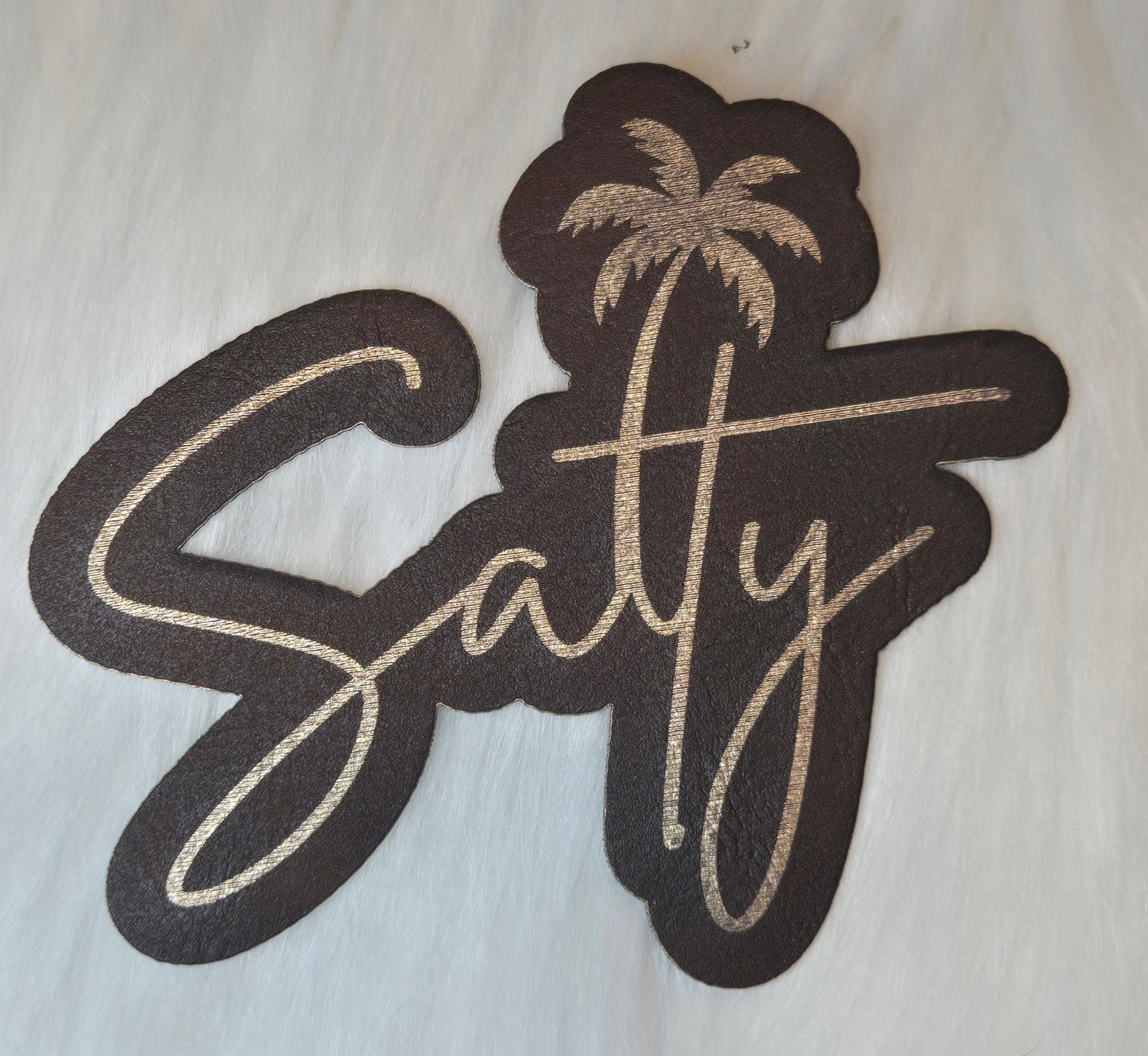Salty with Palm Tree Leatherette Patch w/ Richardson 112 Trucker Hat