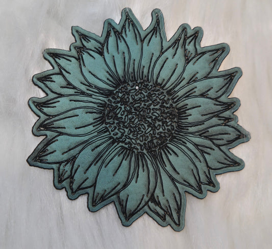 Sunflower Teal Leatherette Patch w/ Richardson 112 Trucker Hat