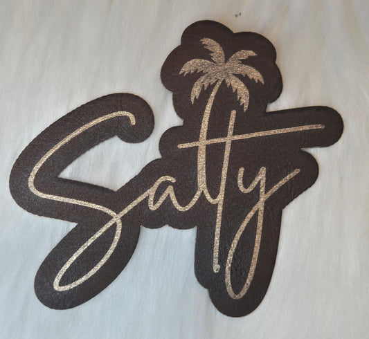 Salty with Palm Tree  Leatherette Patch w/ Richardson 112 Trucker Hat