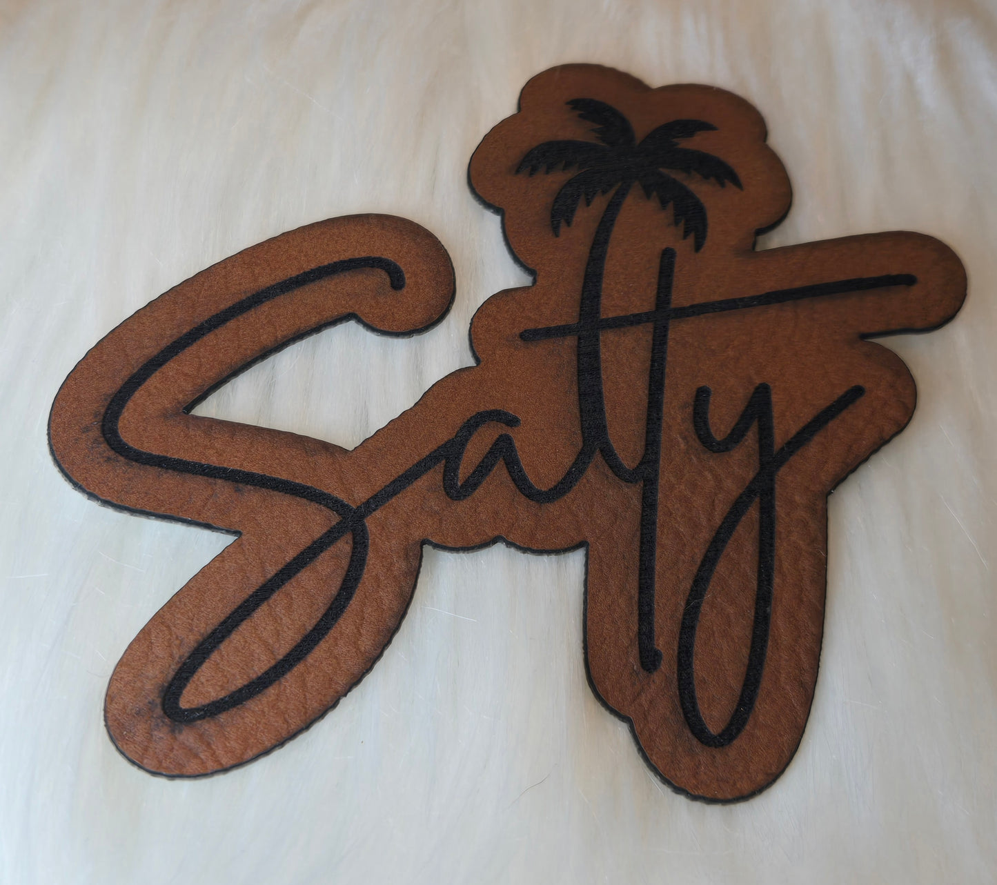 Salty with Palm Tree  Leatherette Patch w/ Richardson 112 Trucker Hat
