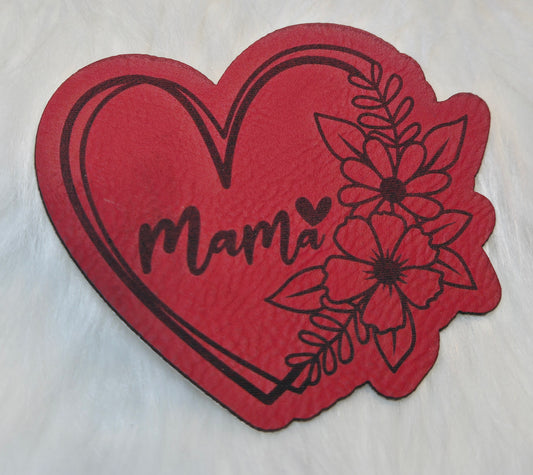 Mama Heart Flowers Leatherette Patch w/ Richardson 112 Trucker Hat