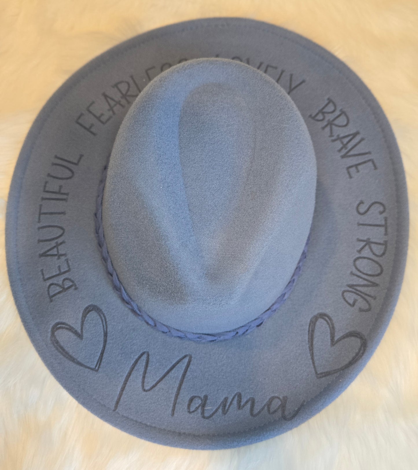 Mama Blue Engraved Hat