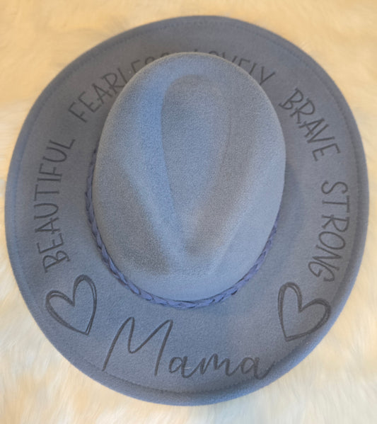 Mama Blue Engraved Hat